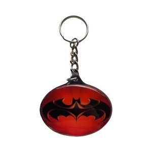 1997 Batman &Robin Warner Brothers Red Oval Bat Signal Key Chain